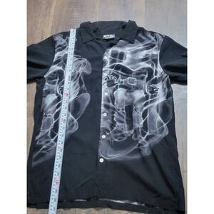 Death Row Records Ripple Junction Smoke Logo Button Down Shirt Black Mens Small